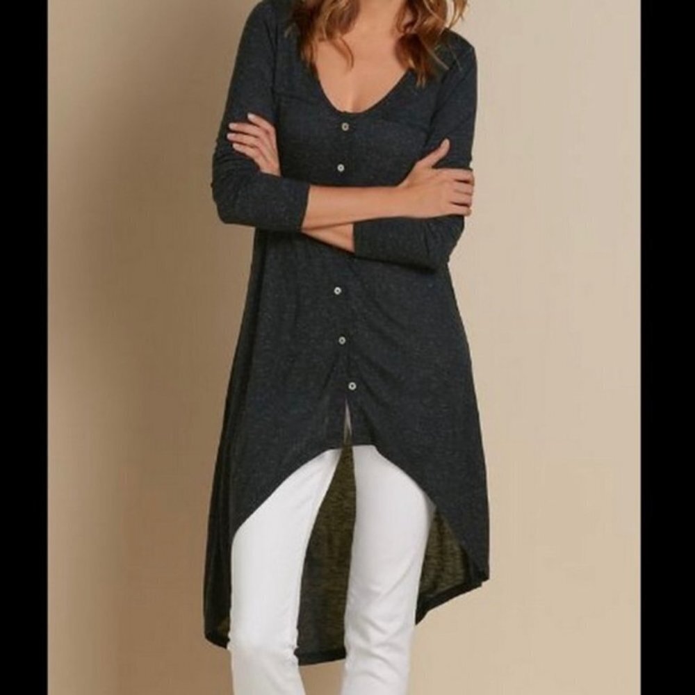 Soft Surroundings | Lena Black Heathered High Low Tunic Top Size Medium